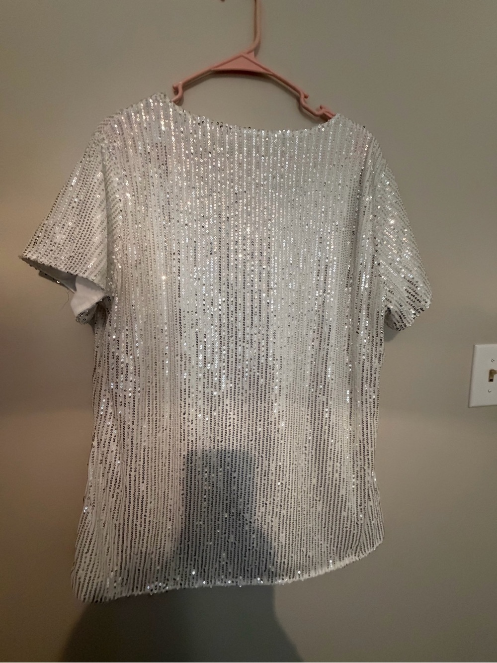 Silver Sequin Short Sleeve Top - Picture 3 of 3